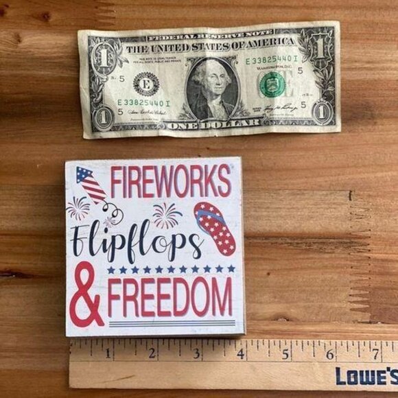 Fireworks Flipflops & Freedom patriotic decoration Fourth of July decor America - Picture 9 of 10